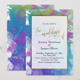 Invitación Salpicaduras de pintura coloridas abstractas boda