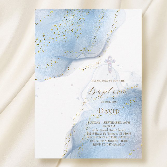 Invitación salpicaduras de tinta elegantes Bautismo (Subido por el creador)