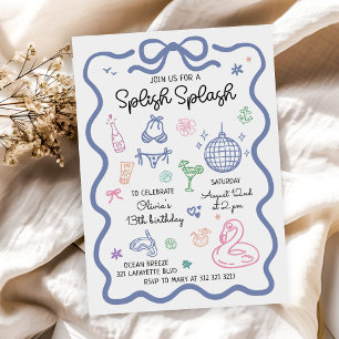 Invitación Salpicar Salpicar Cumpleaños Divertido de Verano D