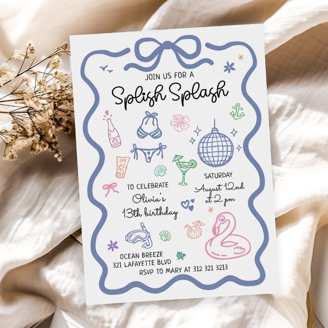 Invitación Salpicar Salpicar Cumpleaños Divertido de Verano D (Subido por el creador)