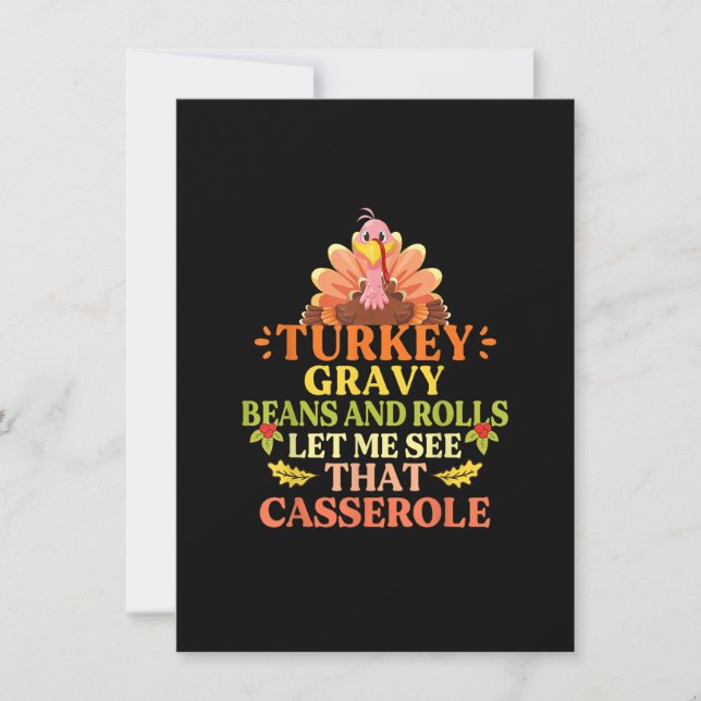 Invitación Salsa de pavo, frijoles y rollos déjame ver ese ca (Anverso)