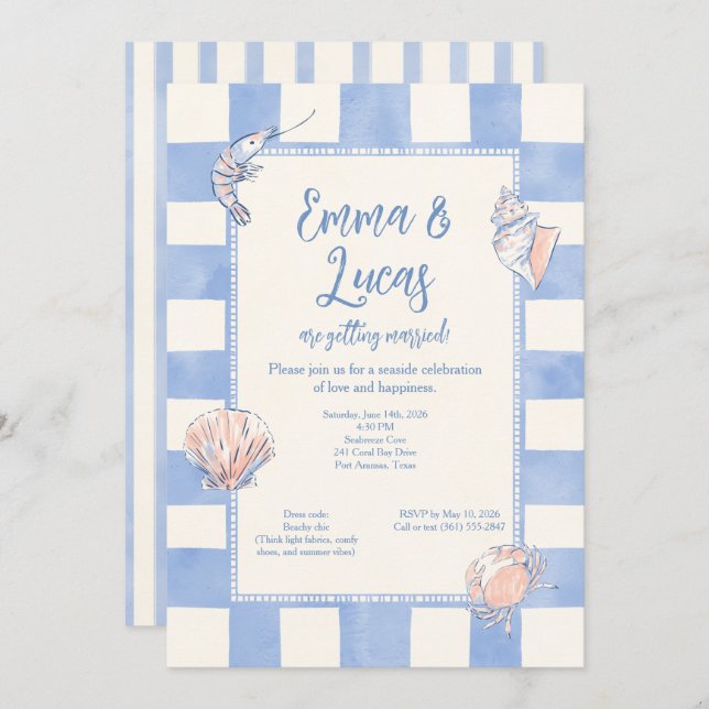 Invitación salt and sea (Anverso / Reverso)