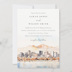 Invitación Salt Lake City, Utah Paisaje Acuarela Boda