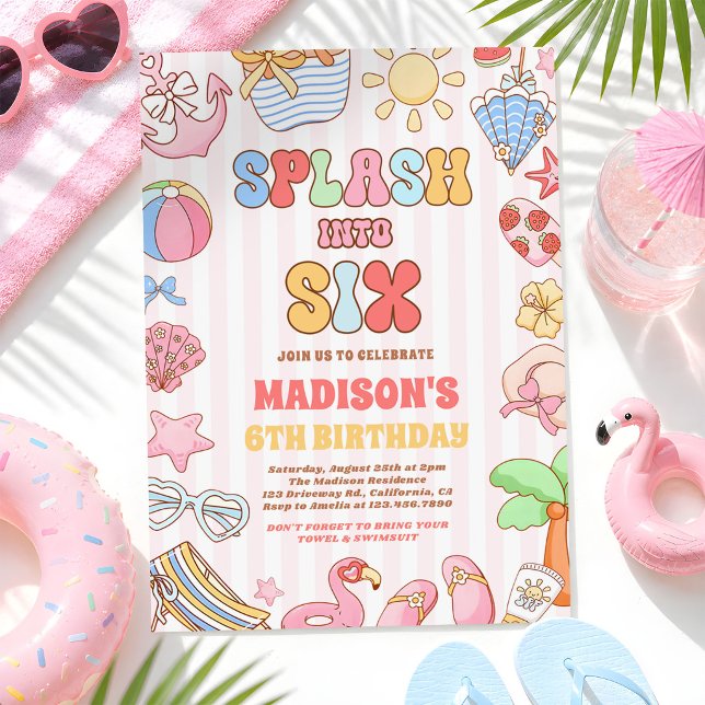 Invitación Salta a los Seis Fiesta de Cumpleaños en la Playa  (Subido por el creador)