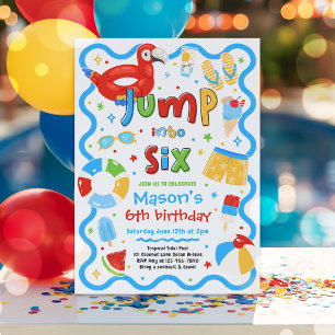 Invitación Salta En Seis Cumpleaños De Fiesta De Piscina De V
