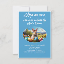 Invitación Salta la Caza de Huevos Brunch Easter Rabbit azul 