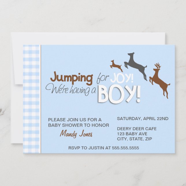 Invitación Saltando para la alegría Blue Boy Baby Shower Invi (Anverso)