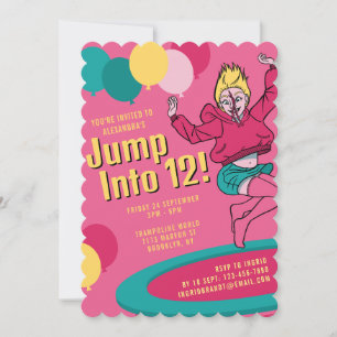 Invitación Saltar a 12 Chica de Trampoline Cute 13 cumpleaños