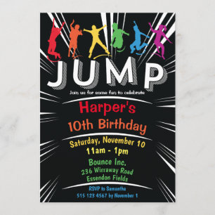 Invitación Saltar Bounding Trampoline Birday Party