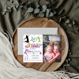 Invitación Saltar fiesta de cumpleaños doble color Trampoline