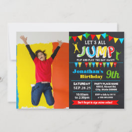 Invitación Saltar foto de fiesta por trampolín de cumpleaños