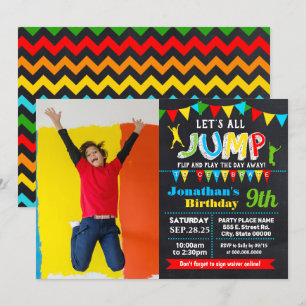 Invitación Saltar foto de fiesta por trampolín de cumpleaños