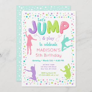 Invitación Saltar Trampoline Bonza Fiesta Cumpleaños