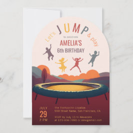 Invitación Saltar y jugar Trampoline Chica Partido de Cumplea