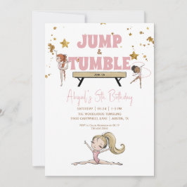 Invitación Saltar y Tumblar Gimnasia Fiesta de Cumpleaños Ros