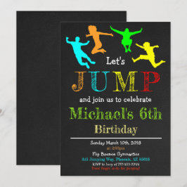 Invitación Salte el cumpleaños del muchacho de la pizarra del