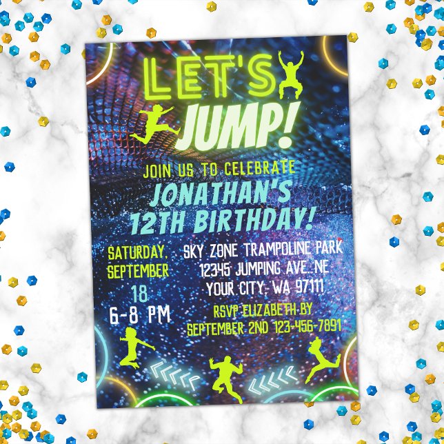 Invitación Saltemos a Bonza Neon Trampoline Park Cumpleaños (Subido por el creador)