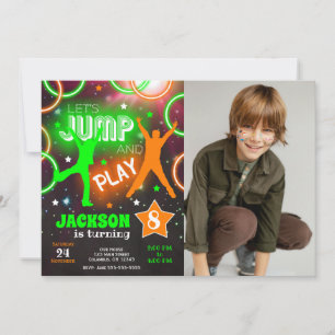Invitación Saltemos Rebota Neon Parque de Saltos de Trampolín