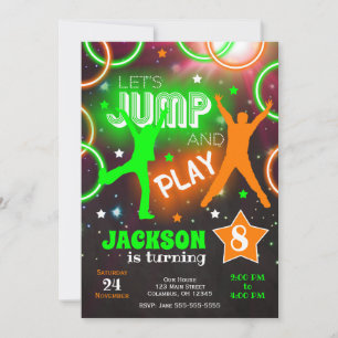 Invitación Saltemos Rebota Neon Parque de Saltos de Trampolín