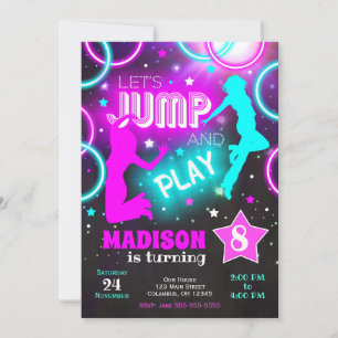 Invitación Saltemos Rebota Neon Parque de Saltos de Trampolín