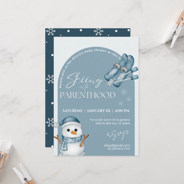 Invitación Salto a la ducha de bebé para padres (Anverso/Reverso In Situ)