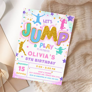 Invitación Salto Boneo Jugar Cumpleaños Salto Trampoline Fies
