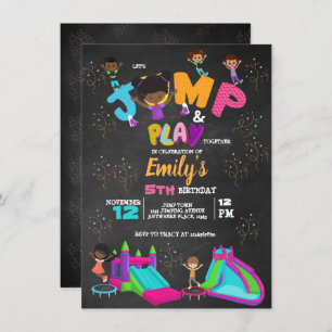 Invitación Salto Cumpleaños Bgramo Trampoline Colorful