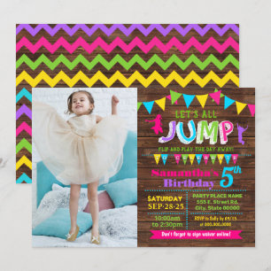 Invitación Salto de cumpleaños trampolín casa de rebote fiest