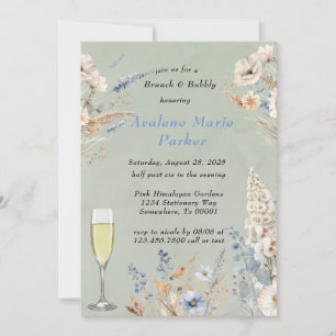 Invitación Salto De Flor Azul Oscuro Y Morboso