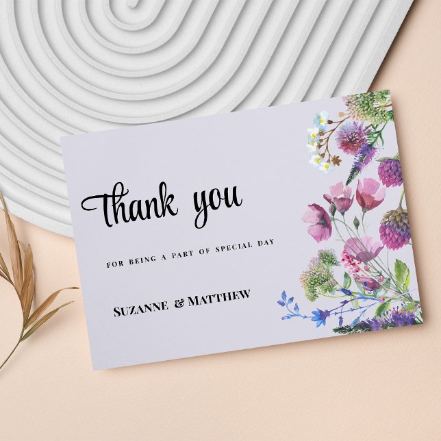 Invitación Salto de flores silvestres moradas de Lavender (Lavender purple wildflower spring Thank You)