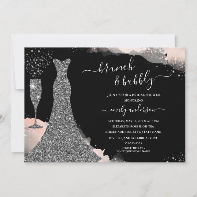 Invitación Salto De Vestido Y Ducha De Novias Bubbly (Anverso)