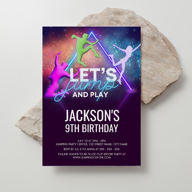 Invitación Salto Fiesta Neon Trampoline Cumpleaños (Subido por el creador)