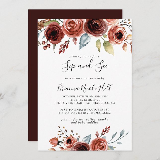 Invitación Salto floral elegante de primavera y ver (Anverso / Reverso)