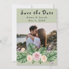 Invitación Salto floral moderno de la hoja de Monstera