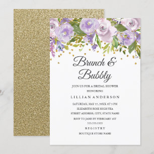 Invitación Salto Morado Floral Y Espumoso