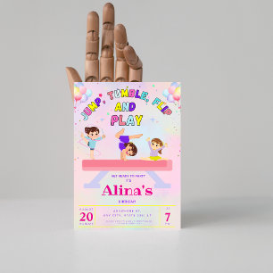 Invitación Salto rosa tambor y vuelta Gimnasia cumpleaños