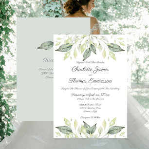 Invitación Salto verde acuarela elegante matrimonio