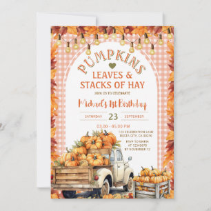 Invitación Saltos de calabazas y pilas de Hay Fall Cumpleaños