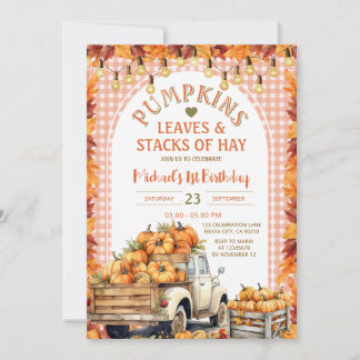 Invitación Saltos de calabazas y pilas de Hay Fall Cumpleaños