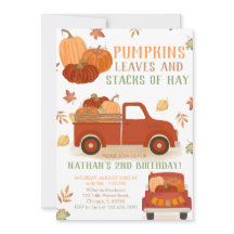 Saltos de calabazas y pilas de heno cumpleaños