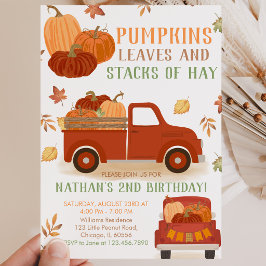 Invitación Saltos de calabazas y pilas de heno cumpleaños