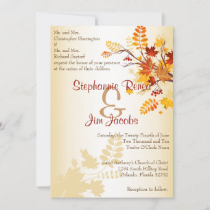 Invitación Saltos de otoño de la sucursal de matrimonio 5x7