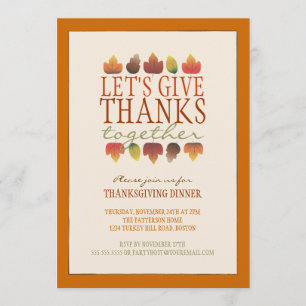 Invitación Saltos de otoño graciasInvitación a cenar
