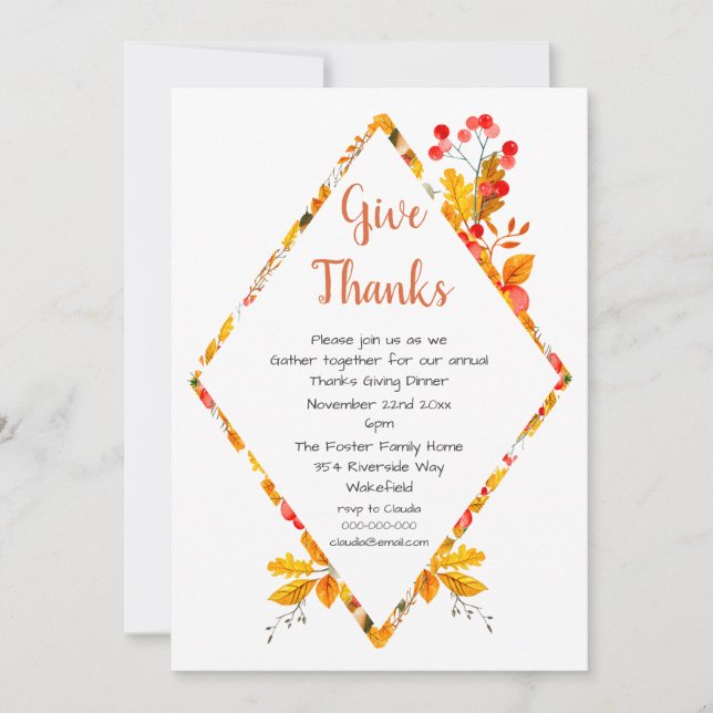 Invitación Saltos de otoño y cerezas gracias a la cena (Anverso)