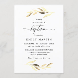 Invitación Saltos dorados elegante niño bebé o bautismo Chica