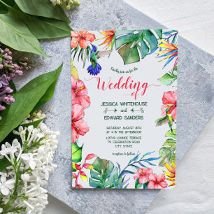 Invitación Saltos tropicales Hibiscus Hawaiian Luau Boda