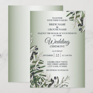 Invitación Saltos verdes Boda elegante de oliva negra