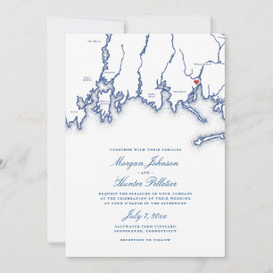 Invitación Saltwater Farm Vineyard Stonington CT Blue Boda