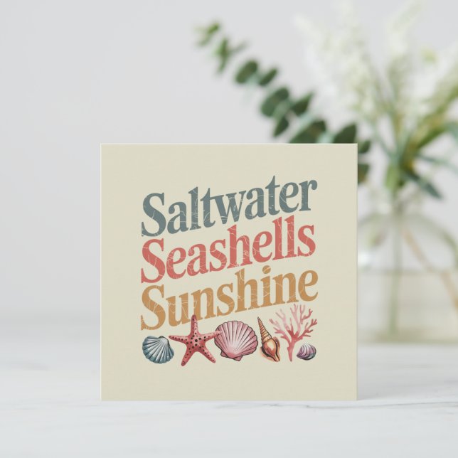 Invitación Saltwater Seashells Sunshine Summer Beach Vacacion (Anverso de pie)
