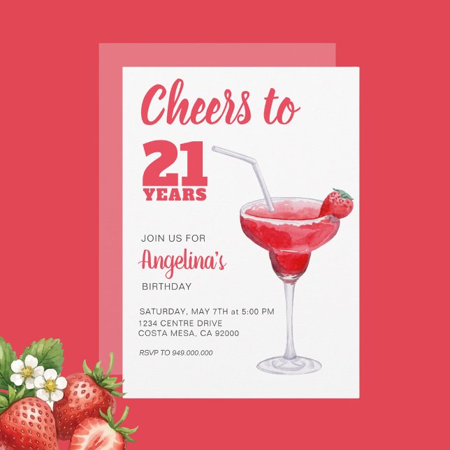 Invitación Salud 21 cumpleaños rosa (Subido por el creador)